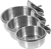 TOBBOMEY 3Pcs Parrot Stainless Steel Food Bowls Durable Bird Bowls for Cage Easy to Install Water Food Cups Portable Stable Feeding for Cockatiels and Pets