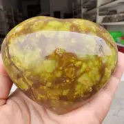 440g Natural green opal palm stone polished crystal heart Madagascar