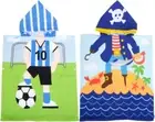 [2PCE] Kids Large Hooded Poncho Beach Towel, Soft & Absorbent, Machine Washable