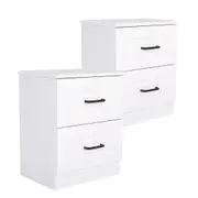 2X Bedside Tables Storage Cabinet Nightstand 2 Drawer KEVA WHITE