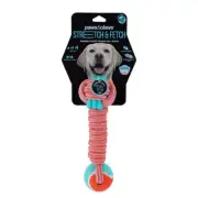 Paws & Claws Stretch & Fetch Dog Toy 25cm TPR Braided Rope Bone w/ Tennis Ball