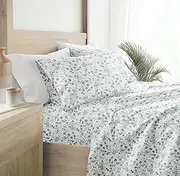 [Linen Market] Patterened 4 Piece Patterned Sheet Set, Queen, Violets Light Blue,IEH-4PC-VIO-QUEEN-LBLUE