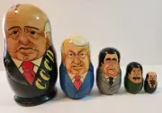 SOVIET RUSSIAN NESTING MATRYOSHKA DOLLS-Gorbachev Yeltsin Brezhnev Stalin Lenin