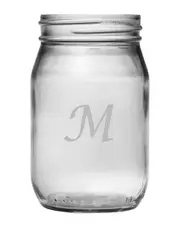 Susquehanna Glass Monogrammed Set of Four 16oz Mason Jars, (A-Z)