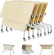 Folding Conference Tables with Wheels,55.1 * 23.6 * 29.5 Inches Conference Room Tables Reception Desk with Open Storage Space(4pcs)