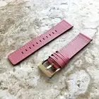 Pink Soft Leather Modern Band Strap with White Stitches for Fitbit Versa