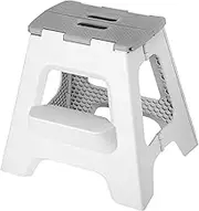 Vigar Compact Step Stool Foldable, 41cm Two-Step Stools for Adults, Lightweight Stool, Non-Slip Folding Step Stool, Grey
