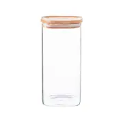 Argon Tableware Square Glass Storage Jar with Wooden Lid - 1.5 Litre