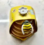 Bee Hive Mini Honey pot Ceramic 3" high and wood dipper