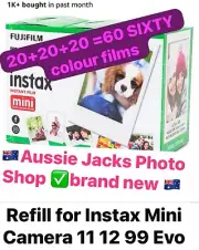 Fujifilm Instax Instant Colour Mini Films 20+20+20 Camera 99 Evo 12 11 AUSposT