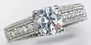 1.5 ct Artisan Carved Ring Russian Quality CZ Imitation Moissanite Simulant 8