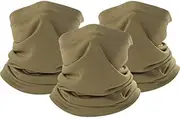 [Sdmikeflax] Coyote Brown Neck Gaiter, tan face mask bandanas men cooling summer, half face covering women, 3pcs Coyote Brown, Large