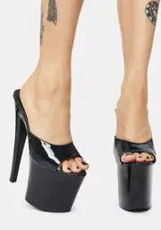 [XTRA by YRU] Sasha Black Hologram Platform Heels
