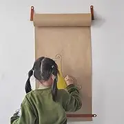 YUNYANZI Wall Mounted Paper Roll Dispenser,164ft Long Wall Mounted Kraft Paper Dispenser & Cutter, Office & Cafe Hanging Graffiti Note Wallpape Holder(Paper Wide 64cm/25.2in)