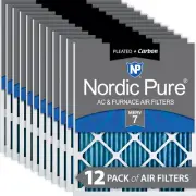 Nordic Pure 12x18x1 Pleated Air Filters MERV 7 Plus Carbon 12 Pack