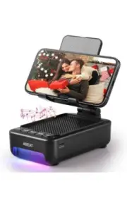 Cell Phone Stand with Bluetooth Speaker&Led Color Changing Light - Black