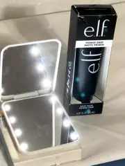 e.l.f. Power Grip Matte Primer Clear Transparent 0.87 fl oz and LED Mirror