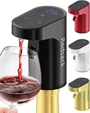 Redsack Electric Wine Decanter Pump - Rechargeable Smart Dispenser Adjustable 1-999ml, Precise Pouring for Wine、Whisky、Liquor、Drink、Automatic Aerator Measuring Display for Home Bar or Gift(Black)