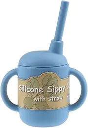 Koala Dream Silicone Sippy Cup with Straw - Blue | BPA-Free, Spill-Proof, Easy to Clean, Toddler Cup