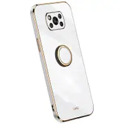 Back Shell for Xiaomi Poco X3/X3 Pro/X3 NFC,Ring Kickstand Case Golden Edge Soft TPU Cover