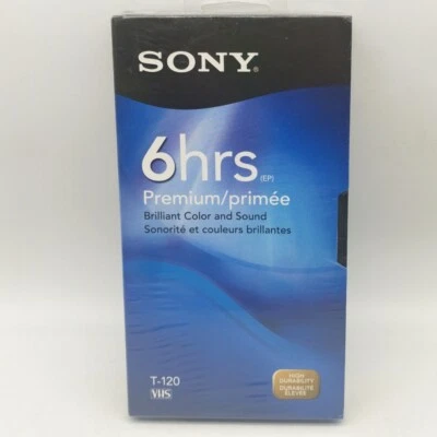 Sony Premium T-120 Blank VHS Video Cassette Tape 6 Hours New Sealed