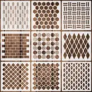 ArtEase Geometric Stencils - 9 Pack Reusable Templates for Painting on Walls, Ca