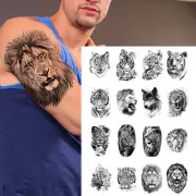 HALF SLEEVE Lion Tiger Temporary Tattoo Fake Sticker Women Mens Arm Leg Chest AU