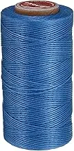 uxcell Flat Leather Sewing Waxed Thread, 200m / 219 Yards Polyester Wax String, 210D Wax Stitching Cord for Leather Crafts, Bookbinding, Bracelets Braided, Navy Blue