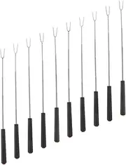 Sosoport 10Pcs Stainless Steel Barbecue Forks Long Handle Roasting Sticks for Marshmallows Sausages and Vegetables for Camping and Outdoor Grilling Supplies