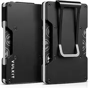 [VULKIT] Men's Metal Wallet with Money Clip Slim Credit Card Holder, Minimalist Business Card Case Front Pocket Wallet for Men(Black)