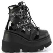 Demonia Shaker-66 Shiny Platform Wedge Boots • Ships in 2-4 Weeks • Gothic