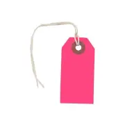 JAM Paper Gift Tags with String Tiny 2 3/4 x 1 3/8 Neon Pink 100/Pack