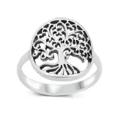 Tree of Life Ring 925 Sterling Silver 17mm Casual Band Size 5-10