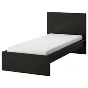 MALM bed frame with mattress, black-brown/Åbygda firm, Single
