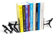 - Book Holder Organizer with Tug of War Theme - Steel Bookends for Books Orga...