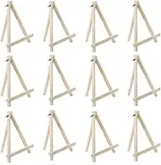 12 Pack 9-Inch Mini Wooden Display Easel, Natural Wood Tripod Stand for Small Canvas, Business Cards, Photos (9 inch)