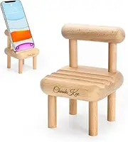Cheukkee Cute Wooden Phone Stand for Desk,Wood Mini Chair Phone Dock Cradle Tablet Holder,Fully Assembled,Portable,Adjustable Viewing for Cell Phones,Pads,Kindles,Switches,Tablets,E-Readers (1)