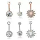 3PCS/Set Stainless Steel Crystal Opal Belly Button Rings Navel Piercing B_PS