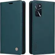 [YBFJCE] Case for Oppo A16/Oppo A16s PU Leather Wallet Cover,Flip Folio Case with Card Holders,Magnetic Phone Cover Compatible with Oppo A16/Oppo A16s,Green