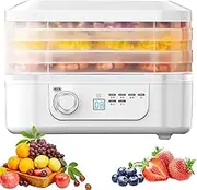 3 Tiers Food Dehydrators, Electric Food dehydrator with 35-75℃ Temperature Control, 48h Timing, 360° circulating hot air, Removable Network Disk, Fruit dehydrator for Fruit, Veg, Meat White