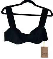 Babylon Collection Satin Blouse Sz 42 (M) Crop Black Festival Italy Bustier A39
