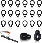 Aster 20 Pcs Anti-Lost Silicone Rubber Rings, Pen Holder for Lanyard, Necklace Lanyard Replacement, Pendant Multipurpose Adjustable Band Holder, Lanyard Pen Holder (Black 8mm/0.3inch)