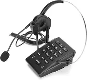 Call Center Phone, Corded Telephone with Headset for House Call Center Office, with Omnidirectional Microphone, Rotate 330°, Soft Ear Pads
