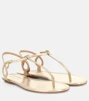 [Aquazzura] Aquazzura Almost Bare metallic leather sandals AU 4.5 gold