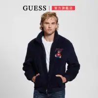 在飛比找momo購物網優惠-【GUESS】小熊毛絨保暖外套(藍)