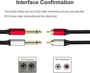 2 X 6.35 Mm to 2RCA Cable,Dual 1/4 Inch TS Stereo Jack Male to 2 RCA Male Stereo