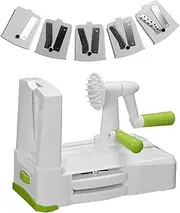 Leona Co Manual Spiral Vegetable Slicer with 5 Blades – Zoodle Maker, Handheld Spiralizer for Zucchini, Carrots, Cucumbers & More
