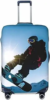 [CADREWY] Snowboarding picture Print Travel Suitcase Cover Luggage Protector with Elastic Anti Scratch for Carry On, Black, Small