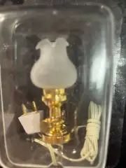 Miniature dollhouse Table lamp, brass and glass globe, new in box by Miniature L
