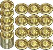 Bitcoin Gold Coins Party Favor Pack (72 Pcs) Plastic. Double-sided. BTC Logo Cry